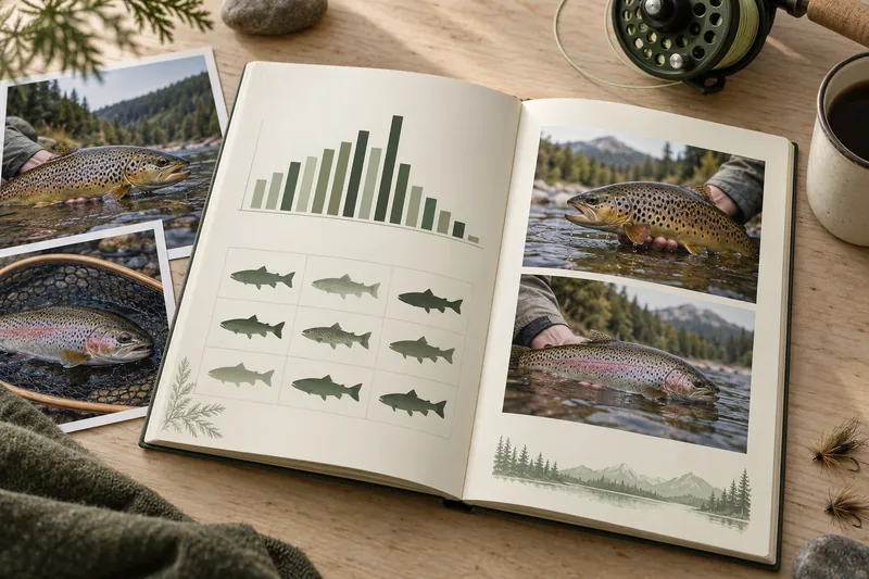 Un fascicolo di pesca con grafici e fotografie di pesci
